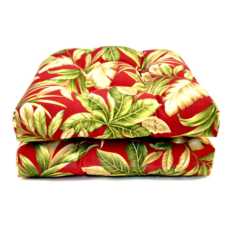 Wildon Home® Tropical Wicker Indoor/Outdoor Dining Chair Cushion
